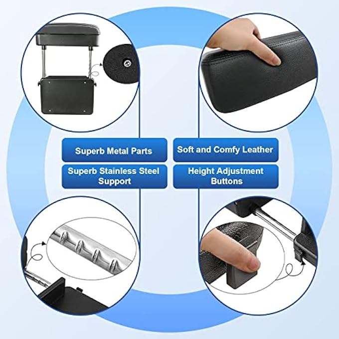 Car Armrest Support Elbow Rest Pad Armrest Extender Console Storage Organizer Universal Fit For Most Cars Black Line - Image 5