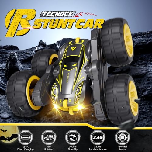 Tecnock Remote Control Car for Kids 24GHz RC Cars with USBC Easy Charging 4WD Double Sided 360 Rotates and Flips RC Stunt Car Toys Gift for Boys and Girls Ages 68 812 - Image 5