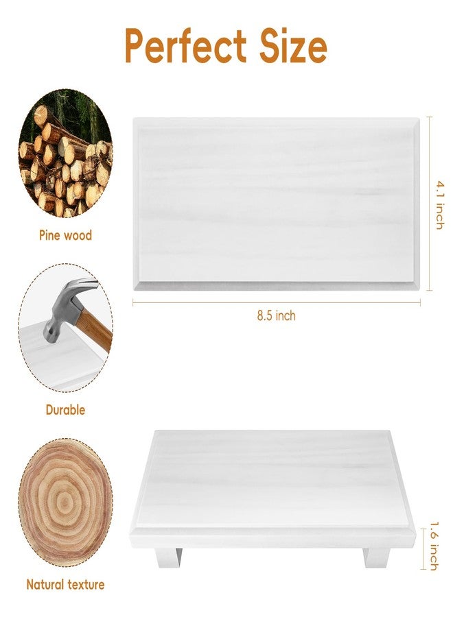 كيه إل إم حامل صينية خشبية صغيرة على قاعدة، ديكور حمام ريفي، حامل صابون خشبي مزخرف للمطبخ، مناسب للطاولة، المنضدة، الحوض، (أبيض) - Image 5