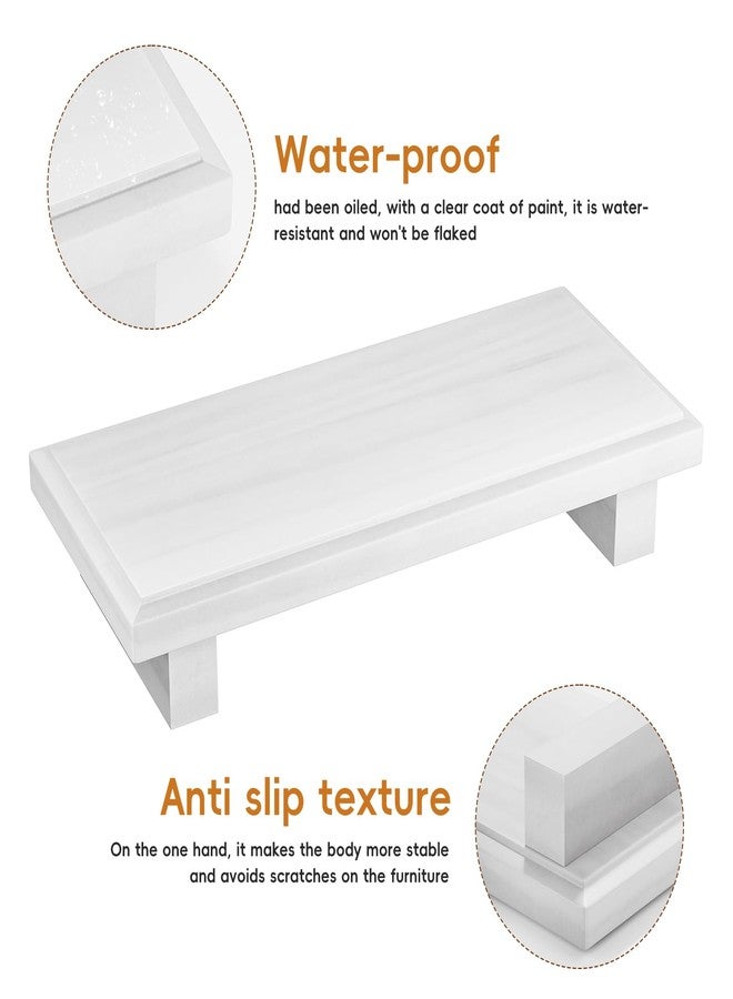 كيه إل إم حامل صينية خشبية صغيرة على قاعدة، ديكور حمام ريفي، حامل صابون خشبي مزخرف للمطبخ، مناسب للطاولة، المنضدة، الحوض، (أبيض) - Image 2