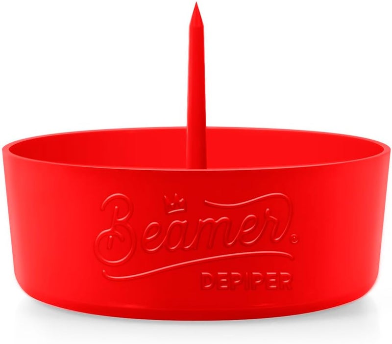DePiper Red Ashtray with Built in Cleaning Poker Spike Tool to Clean out Pipes and Bowls Quickly and Mess Free and Smoke Sticker