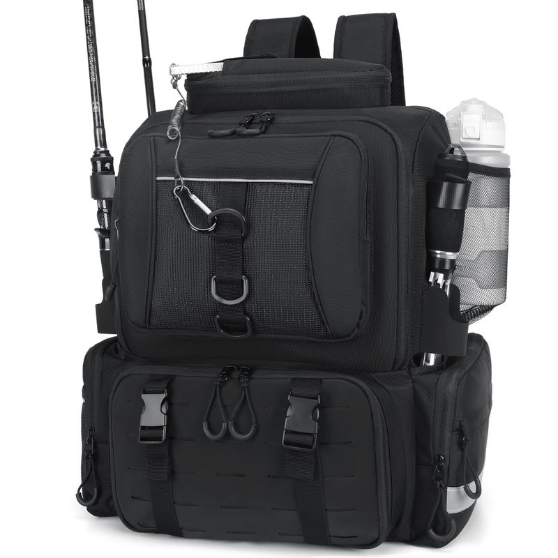 WANOON Fishing Backpack,Tackle Bag,with Tackle Boxes. Large Fishing Bag, Strong Materials - Image 3