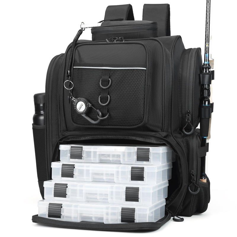 WANOON Fishing Backpack,Tackle Bag,with Tackle Boxes. Large Fishing Bag, Strong Materials - Image 1