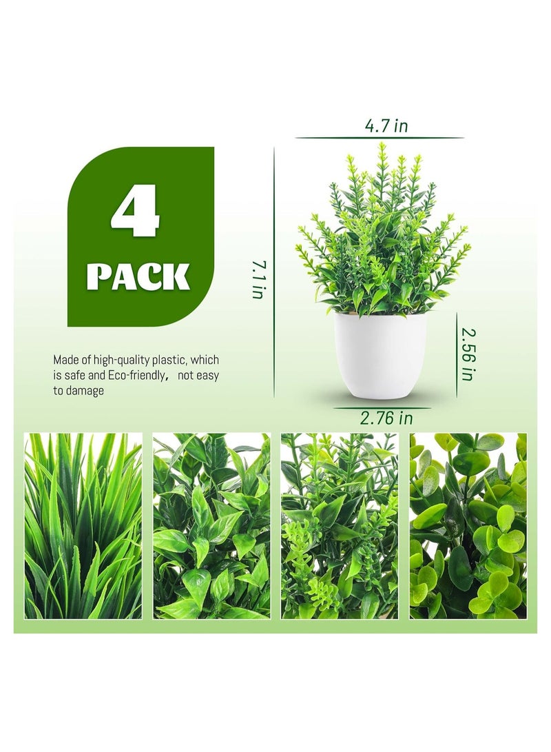 Generic 4 Packs Fake Plants Small Artificial Faux Plants Indoor for Home Office Farmhouse Bathroom Decor  - Image 2