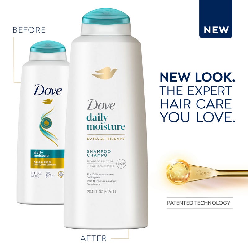 Dove Damage Therapy Shampoo Daily Moisture for Dry Hair Shampoo with Bio-Protein Care 20.4 fl oz - Image 2