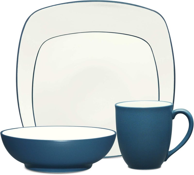 Noritake 4-Piece Colorwave Square Place Setting in Blue - Stoneware Dinnerware Set - Image 1