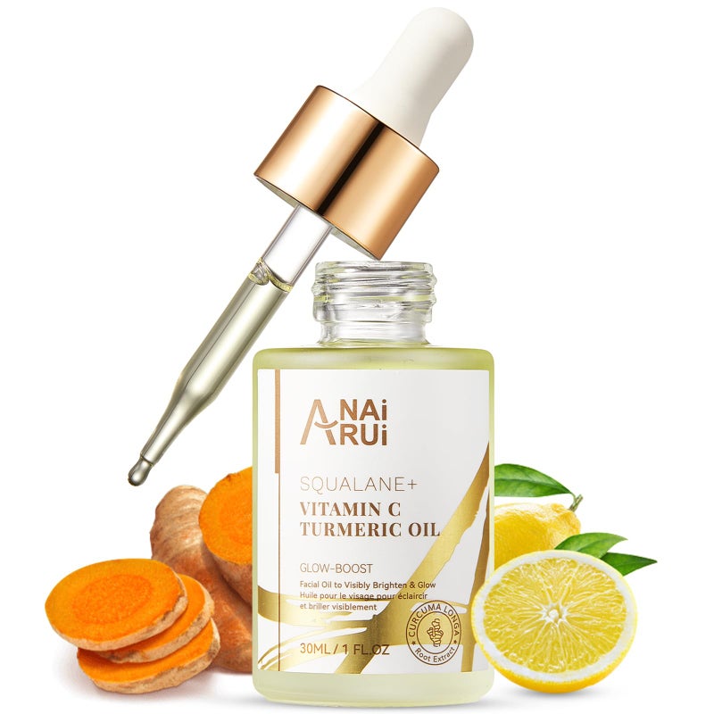 ANAI RUI Squalane Vitamin C Turmeric Facial Oil Moisturizer for Face, Hydrates, Firms Skin, 1fl.Oz. - Image 1