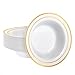 Goodluck 25 Pack Plastic Bowls with Gold Rim 12oz Disposable Soup Bowls Heavy Duty Dessert Bowls for Weddings Parties Dinners Catering Thanksgiving and Everyday Use - Image 1