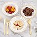 Goodluck 25 Pack Plastic Bowls with Gold Rim 12oz Disposable Soup Bowls Heavy Duty Dessert Bowls for Weddings Parties Dinners Catering Thanksgiving and Everyday Use - Image 4
