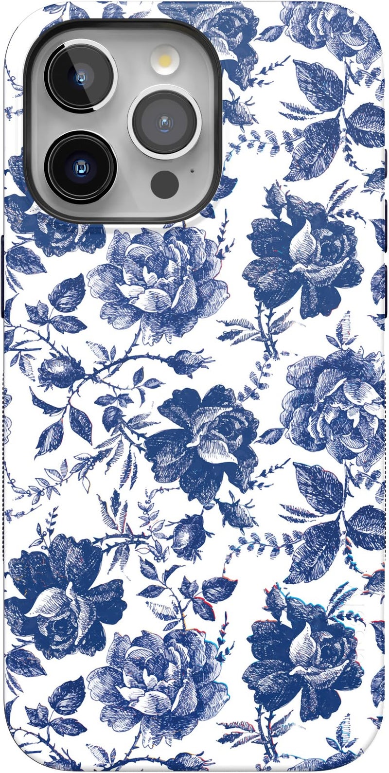 Casely iPhone 15 Pro Max Case Rose to Fame Blue White Floral Bold Protective Design Compatible with MagSafe - Image 2