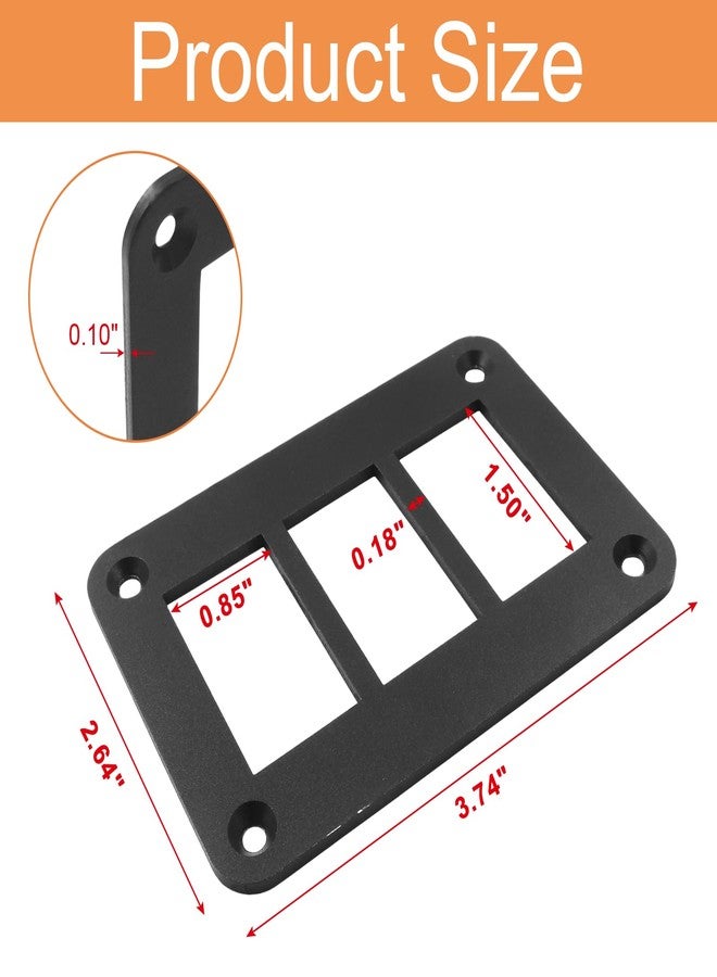 Coufce 3 Gang Black Switch Shell Bracket， Anodized Aluminium Rocker Switch Panel Housing Holder for Car Boat Marine Trailer Truck RV SUV ATV UTV（with Screws） - Image 2