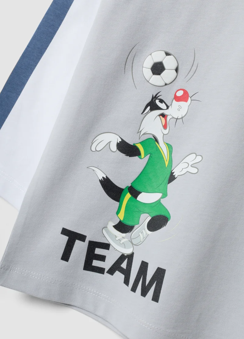 Ovs  OVS Grey Pure Cotton Long-Sleeve Looney Tunes Print T-Shirt For Boys for Men | Best Price UAE