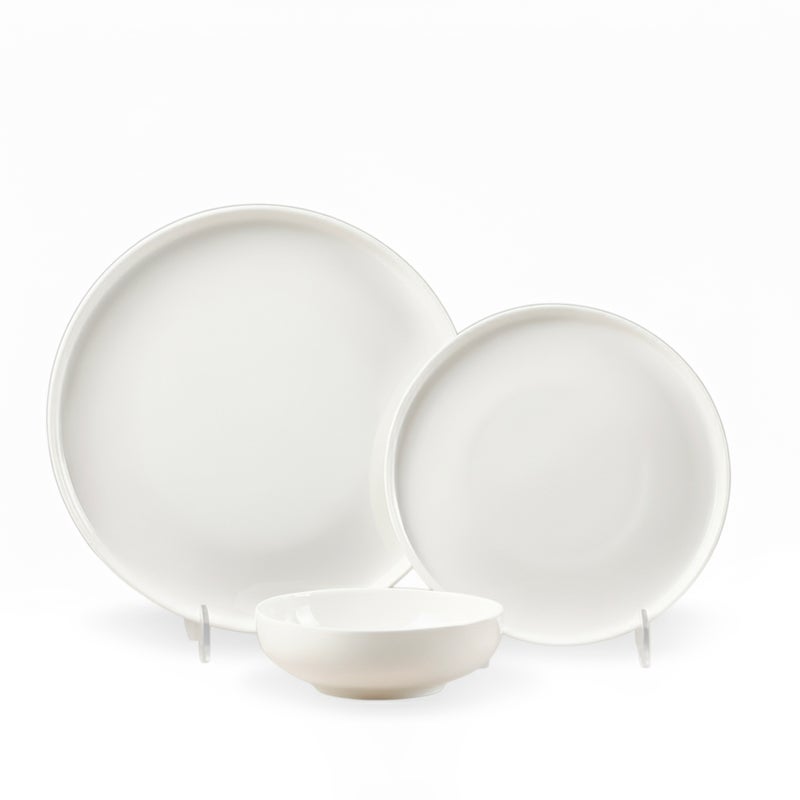 Cuisine Art JUDY 18PCS Bone China Dinner Set – Premium White Plates & Bowls | 6 Dinner Plates, 6 Side Plates, 6 Deep Bowls | Elegant, Durable Tableware for Daily Use & Special Occasions - Image 2