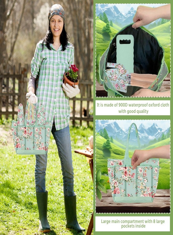 WNJ Gardening Tool Set, 10 PCS Heavy Duty Floral Pattern Garden Tools Set Kit, Complete Gardening Tool Bag Set, with Non-Slip Rubber Handle, Best Gifts for Women - Image 5