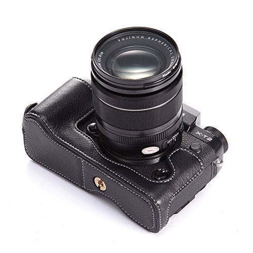 BolinUS X-T2 X-T3 Case, BolinUS Handmade Genuine Real Leather Half Camera Case Bag Cover for Fujifilm X-T2 Fuji XT2 Bottom Opening Version Hand Strap -Black - Image 4