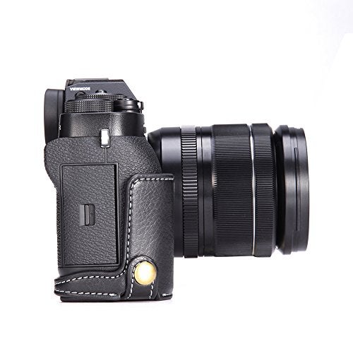 BolinUS X-T2 X-T3 Case, BolinUS Handmade Genuine Real Leather Half Camera Case Bag Cover for Fujifilm X-T2 Fuji XT2 Bottom Opening Version Hand Strap -Black - Image 5