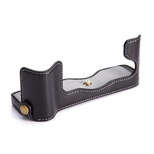 BolinUS X-T2 X-T3 Case, BolinUS Handmade Genuine Real Leather Half Camera Case Bag Cover for Fujifilm X-T2 Fuji XT2 Bottom Opening Version Hand Strap -Black - Image 2