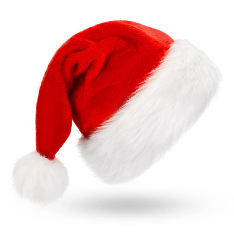 BOSONER Santa Hat, Unisex Velvet Comfort Christmas Hat, Extra Thicken Classic Fur for Christmas New Year Festive Holiday Party Supplies - Image 1