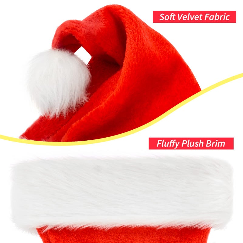 BOSONER Santa Hat, Unisex Velvet Comfort Christmas Hat, Extra Thicken Classic Fur for Christmas New Year Festive Holiday Party Supplies - Image 2