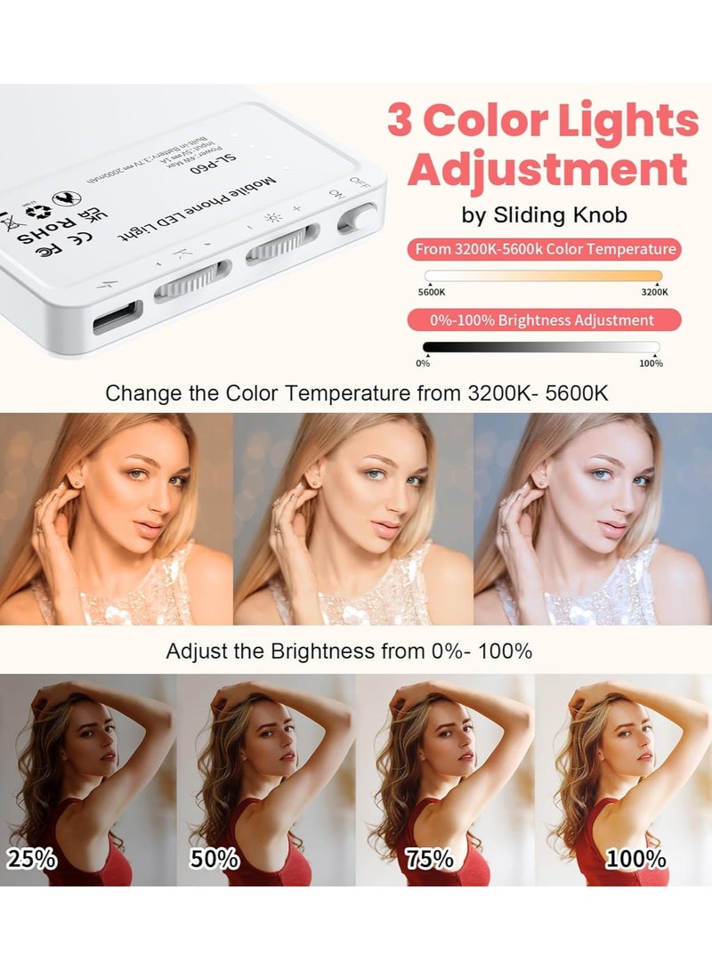 general LED portable selfie light with 3 lighting modes, 2000mAh video fill light, with front and rear clips, suitable for mobile phones, iPhone，Android，iPad - Image 2