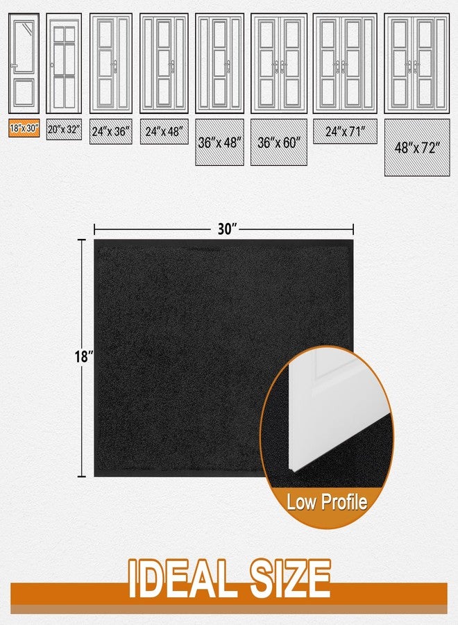 Mibao Dirt Trapper Door Mat for Indoor Outdoor, Waterproof All-Season, All-Weather Doormat, Heavy Duty Non-Slip Entrance Rug, Low Profile Absorbent Entrance Mat Carpet, 30" x 18", Black - Image 2