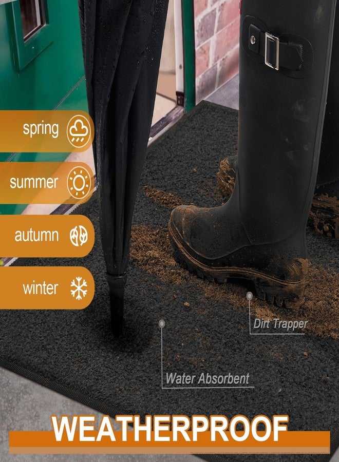Mibao Dirt Trapper Door Mat for Indoor Outdoor, Waterproof All-Season, All-Weather Doormat, Heavy Duty Non-Slip Entrance Rug, Low Profile Absorbent Entrance Mat Carpet, 30" x 18", Black - Image 3