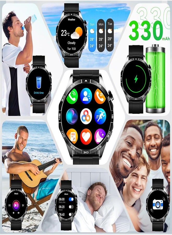 سبورت - ووتش الذكية AMOLED عرض 1.43 بوصة رجالي السيدات ووتش بلوتوث الذكية IP68 للماء 100 + وضع الرياضة اللياقة البدنية ووتش معدل ضربات القلب SPO2 مراقبة النوم الذكية ووتش دائرة الرقابة الداخلية الروبوت ( أسود ) - Image 1