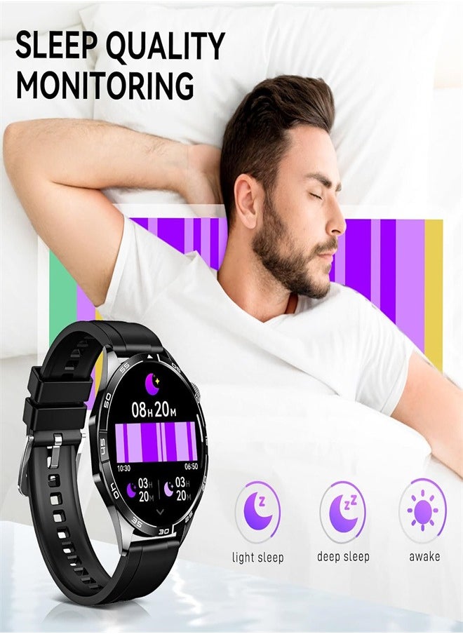 سبورت - ووتش الذكية AMOLED عرض 1.43 بوصة رجالي السيدات ووتش بلوتوث الذكية IP68 للماء 100 + وضع الرياضة اللياقة البدنية ووتش معدل ضربات القلب SPO2 مراقبة النوم الذكية ووتش دائرة الرقابة الداخلية الروبوت ( أسود ) - Image 1