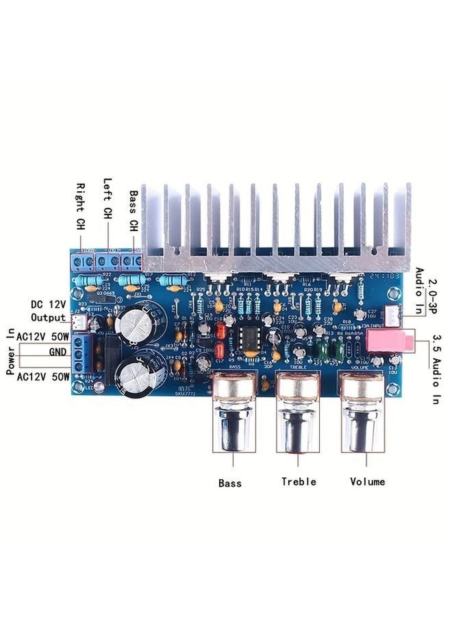 1pc 2 1 Channel Amplifier Board TDA2050 TDA2030 32W 18Wx2 Deep Bass DIY - Image 4