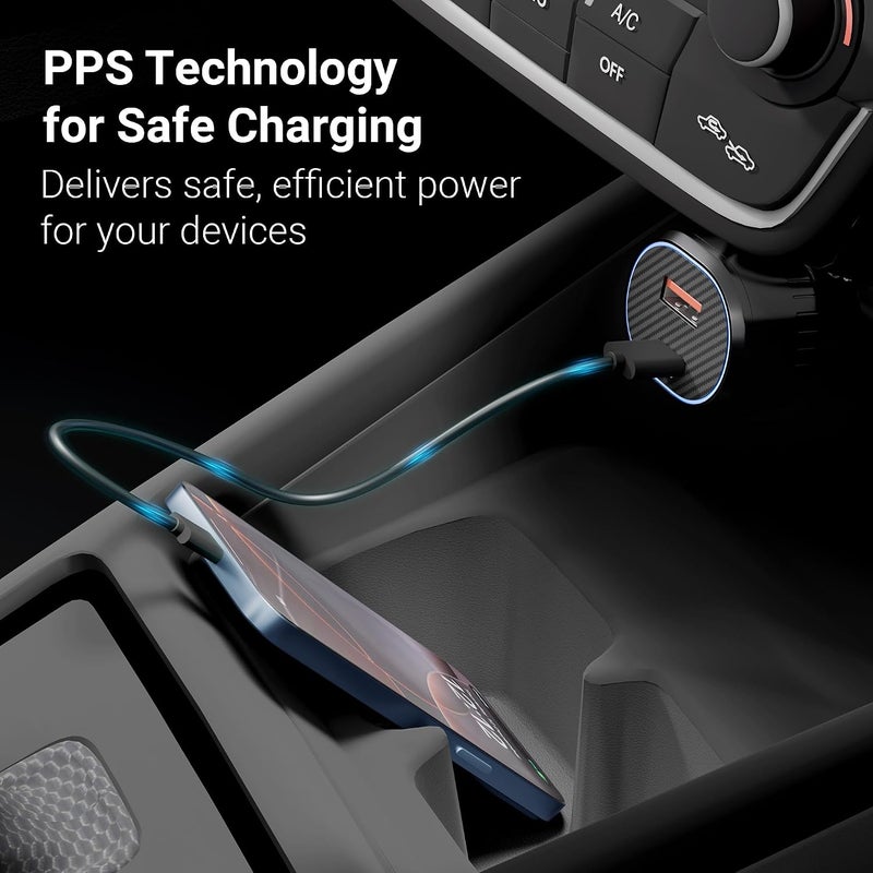 ZEBRONICS 52 Watts Car Charger, Dual Output (USB + Type C), Included 1m Type-C to Type C Cable, Rapid Charge, Compact Design, Over Current & Short Circuit Protection, LED Indicator (CC52, Black) - Image 5