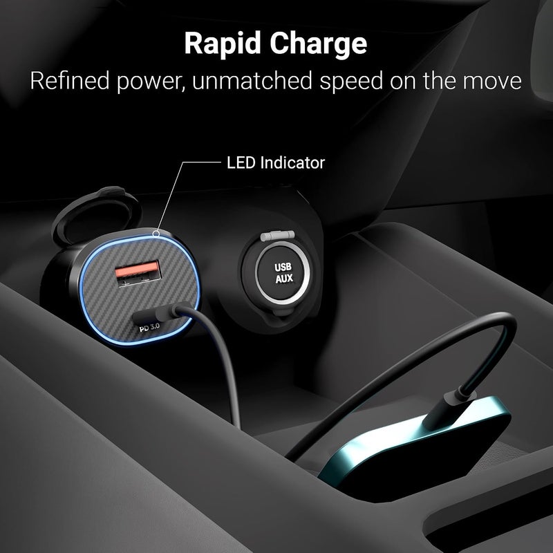 ZEBRONICS 52 Watts Car Charger, Dual Output (USB + Type C), Included 1m Type-C to Type C Cable, Rapid Charge, Compact Design, Over Current & Short Circuit Protection, LED Indicator (CC52, Black) - Image 4