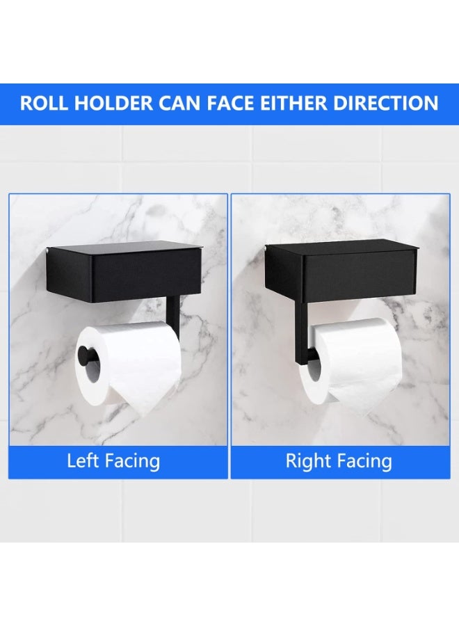جويجو حامل ورق التواليت مع رف - موزع مناديل حمام من الفولاذ المقاوم للصدأ مثبت على الحائط مع رف متعدد الوظائف للهاتف أو المفاتيح أو الأشياء الصغيرة، مقاوم للصدأ وسهل التركيب - Image 3