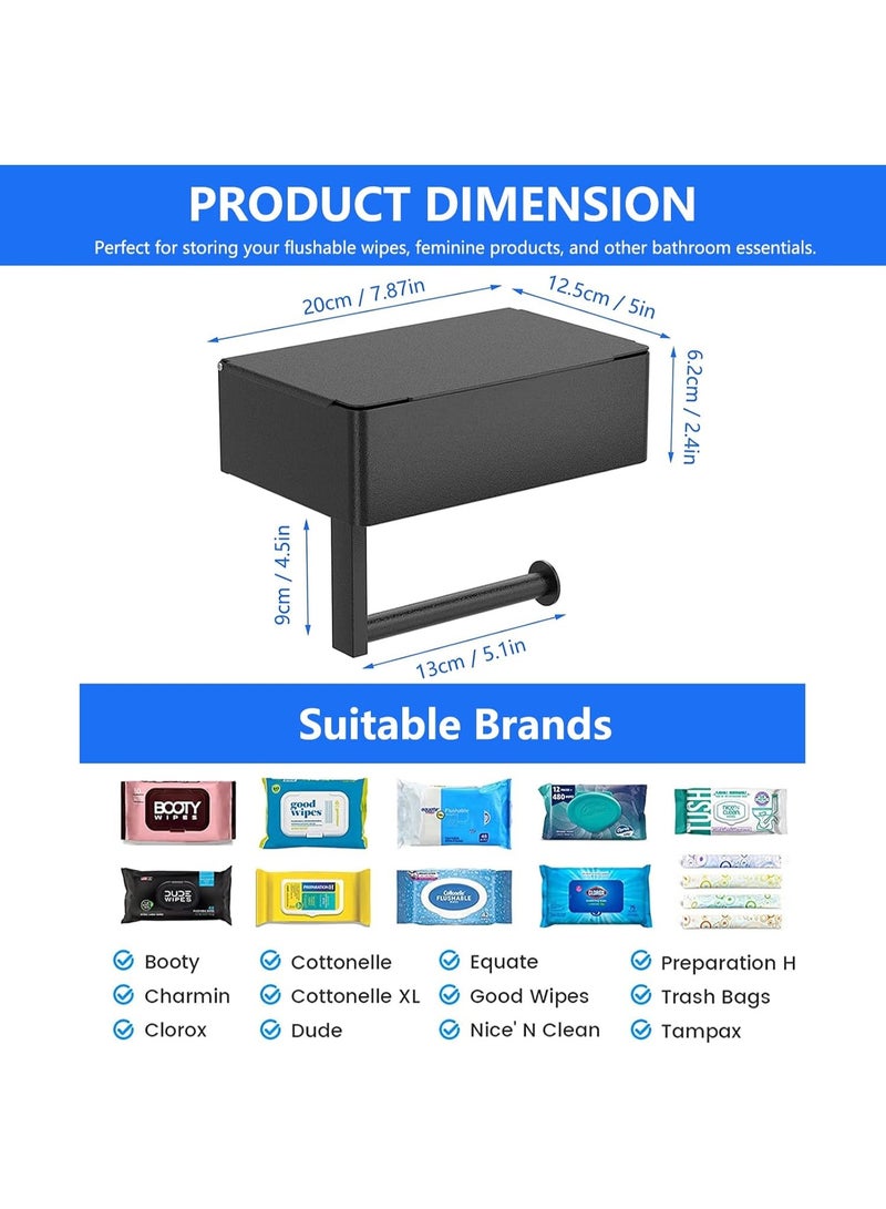 جويجو حامل ورق التواليت مع رف - موزع مناديل حمام من الفولاذ المقاوم للصدأ مثبت على الحائط مع رف متعدد الوظائف للهاتف أو المفاتيح أو الأشياء الصغيرة، مقاوم للصدأ وسهل التركيب - Image 2