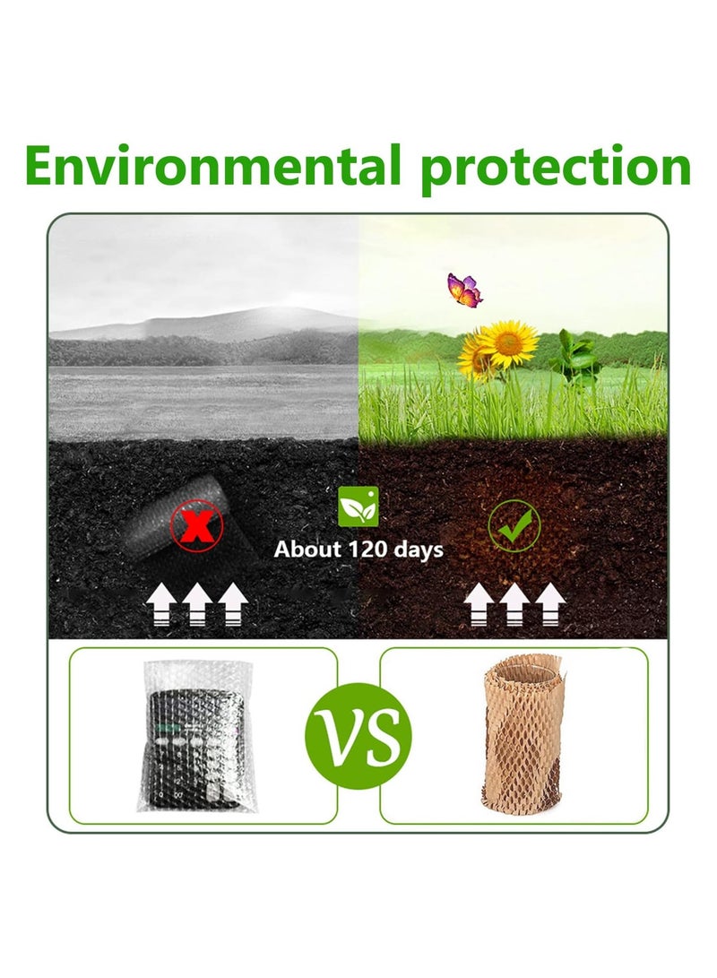 PRINTSHOP4ME Biodegradable Honeycomb Packing Paper Wrap with 20 Fragile Stickers - Eco-Friendly Bubble Wrap Alternative for Cushioning Fragile Items - Recyclable Packaging Material Made from Paper (30cm x 30m) - Image 4