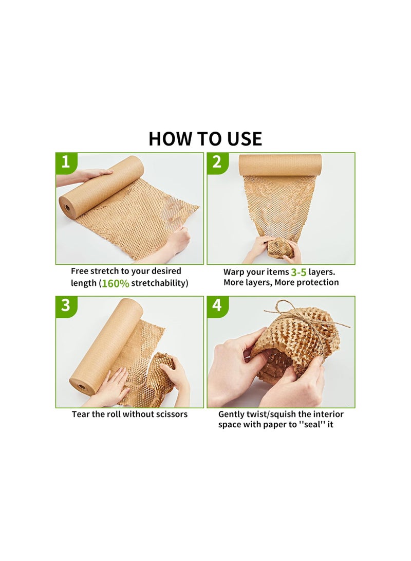 PRINTSHOP4ME Biodegradable Honeycomb Packing Paper Wrap with 20 Fragile Stickers - Eco-Friendly Bubble Wrap Alternative for Cushioning Fragile Items - Recyclable Packaging Material Made from Paper (30cm x 30m) - Image 3