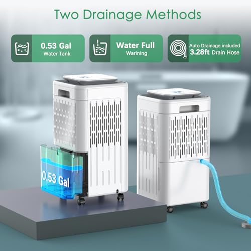 LUKO 2000 Sq. Ft Dehumidifiers for Large Room and Basements, 30 Pints Dehumidifier with Drain Hose, Auto or Manual Drainage, 0.528 Gallon Water Tank, Auto Defrost, Dry Clothes Function, 24H Timer - Image 5