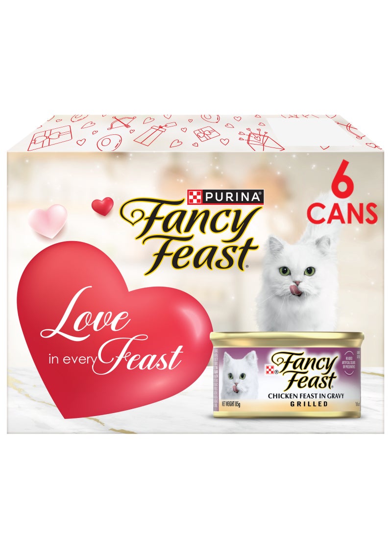 Purina Fancy Feast Grilled Chicken Cat Food 6x85g  - Image 1