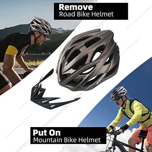 Basecamp Bike Helmet for Men Women with LED Safety Light Removable Sun Visor Lightweight Bicycle Helmet Adjustable Breathable Mountain & Road Cycling Helmets for Adult (BC-10) - Image 3