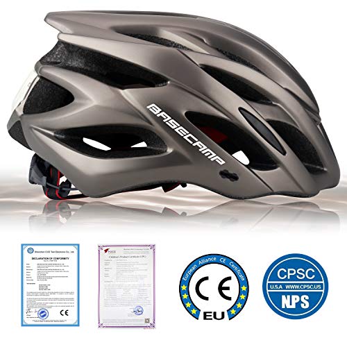 Basecamp Bike Helmet for Men Women with LED Safety Light Removable Sun Visor Lightweight Bicycle Helmet Adjustable Breathable Mountain & Road Cycling Helmets for Adult (BC-10) - Image 2