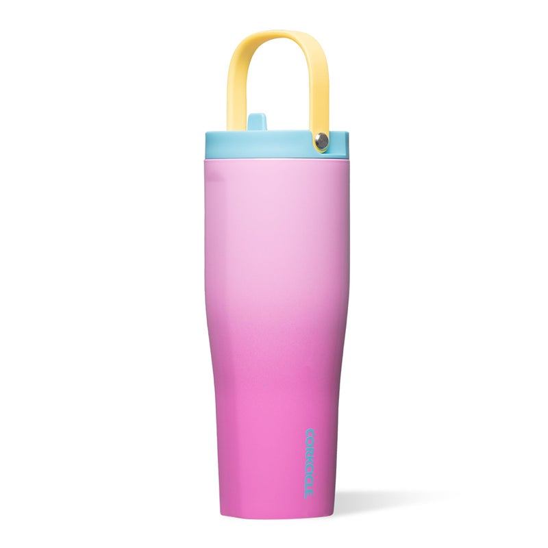 Corkcicle Go Cup XL LeakProof Travel Tumbler Triple Insulated Stainless Steel Water Bottle EasyCarry Handle Summer Drinkware Gift Keeps Drinks Ice Cold 30 oz Pink Pop - Image 2