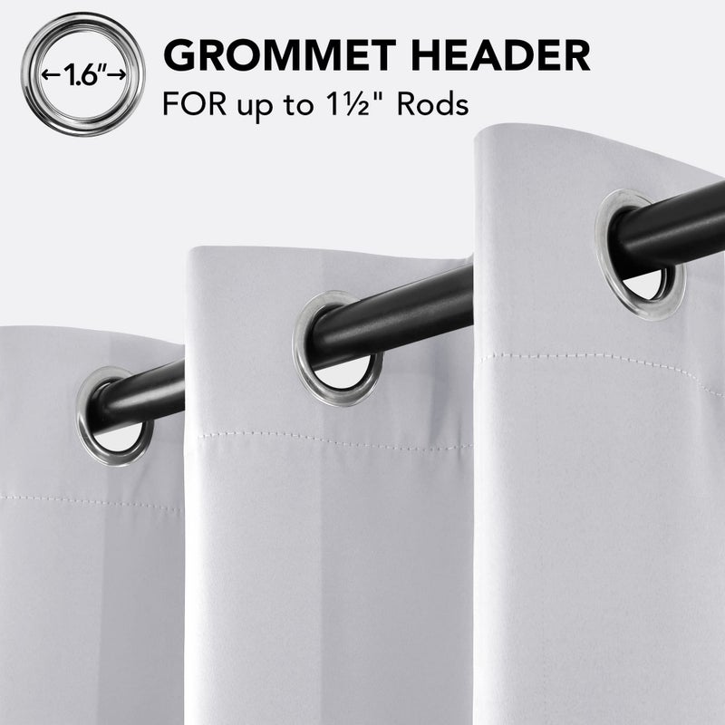 Deconovo Blackout Curtains for Bedroom  Thermal Insulated Room Darkening Window Drapes  Energy Efficient Grommet Curtains Light Silver Grey 42Wx63L in 2 Panels - Image 2