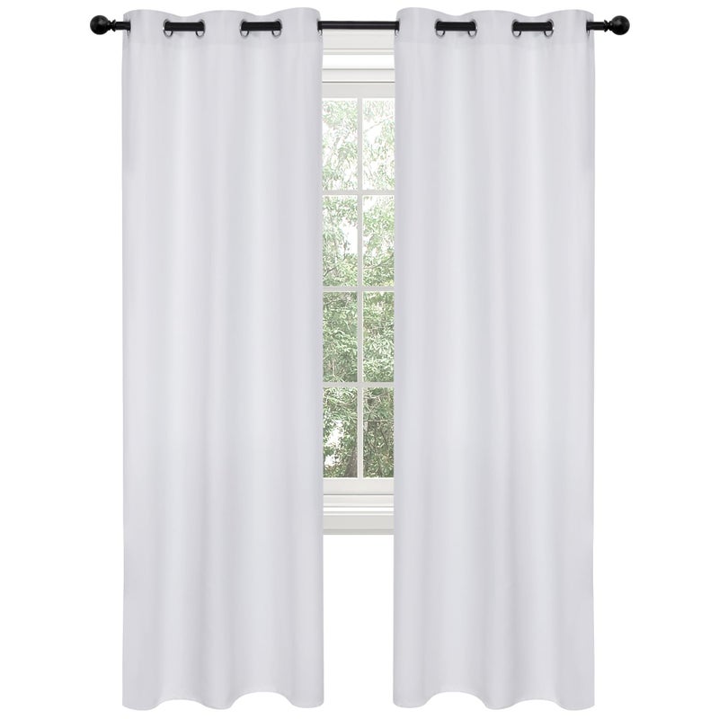 Deconovo Blackout Curtains for Bedroom  Thermal Insulated Room Darkening Window Drapes  Energy Efficient Grommet Curtains Light Silver Grey 42Wx63L in 2 Panels - Image 1
