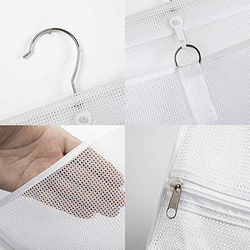 ALYER Hanging Semi Round Storage Mesh Bag,Collapsible Laundry Hamper Basket with Durable Hanger (Black) - Image 3