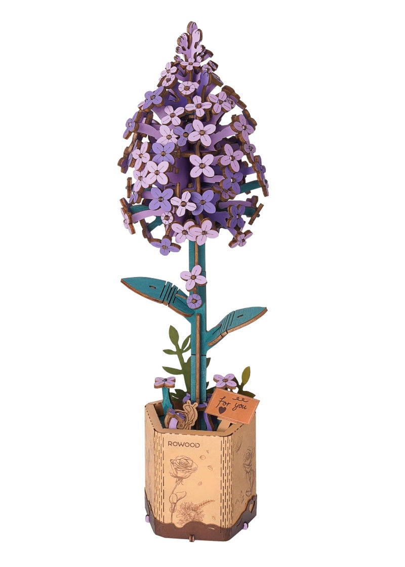 rowood 3D Puzzles for Adults,Wooden Artifical Flower Craft Kit,DIY Botanical Collection Building Toy Set,Mother's Day/Valentine's Day/Thanksgiving Day/Christmas/Birthday Gift -Lilac - Image 1