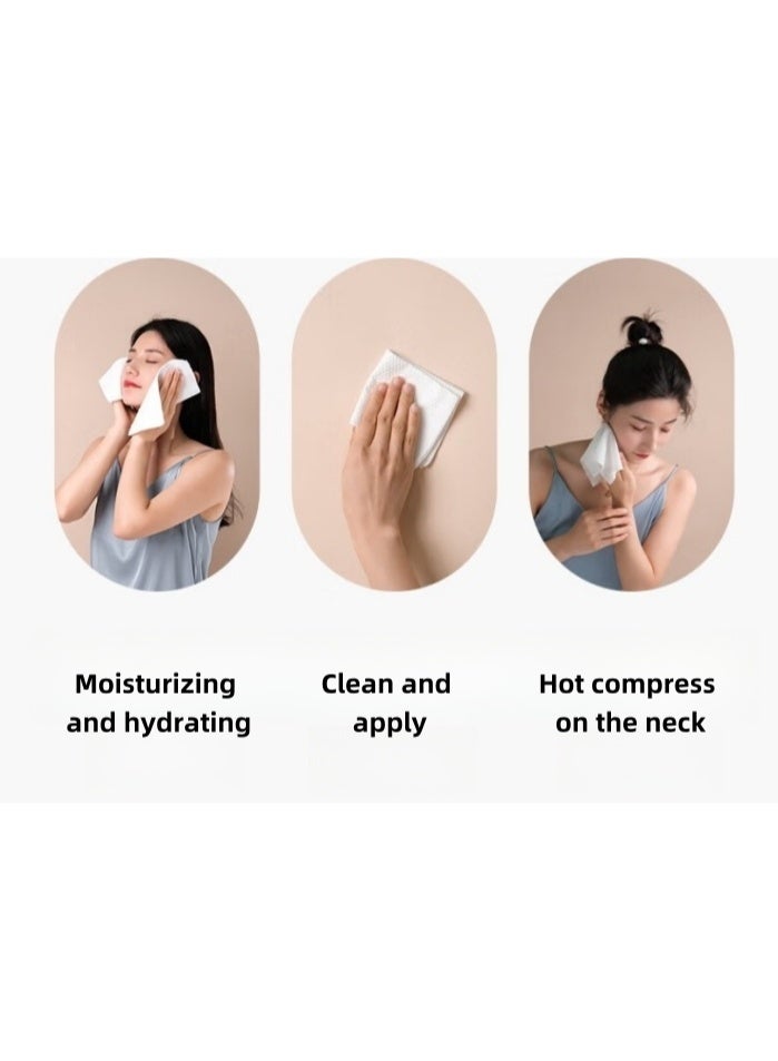 Heyla Thickened disposable face towel, 100% cotton face towel, lint free face towel, used for cleaning facial cosmetics and removing office travel (5 packs (60 pieces per pack, 300 pieces in total) - Image 3