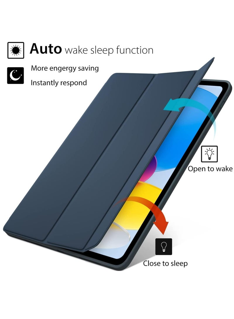 ELTRAZONE Smart Auto Wake/Sleep Cover with Built-in Pencil Holder - Trifold Case for Apple iPad 10th Generation (Model A2696 A2757) - Navy Blue - Image 2