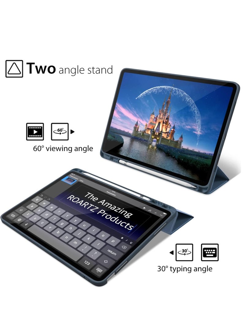 ELTRAZONE Smart Auto Wake/Sleep Cover with Built-in Pencil Holder - Trifold Case for Apple iPad 10th Generation (Model A2696 A2757) - Navy Blue - Image 4