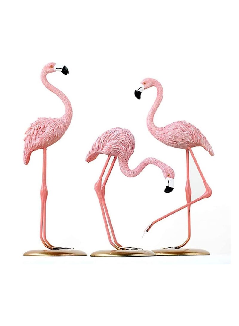Resin Sculpture, Table Decor Figurine Statue, Desk Ornament Home Decoration Accessories Animal Pink Flamingo Birds Statue for Living Room, Sculpture Gifts for Friends (Set of 3) - Image 1