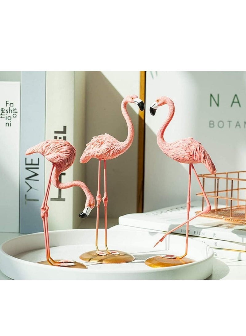 Resin Sculpture, Table Decor Figurine Statue, Desk Ornament Home Decoration Accessories Animal Pink Flamingo Birds Statue for Living Room, Sculpture Gifts for Friends (Set of 3) - Image 2