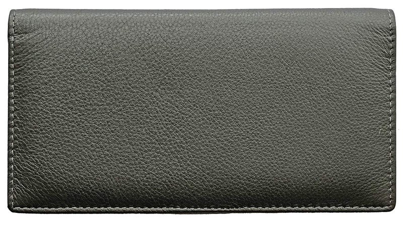 123 Cheap Checks Grey RFID Leather Checkbook Cover With Credit Card Slots and Pen Holder - Image 2